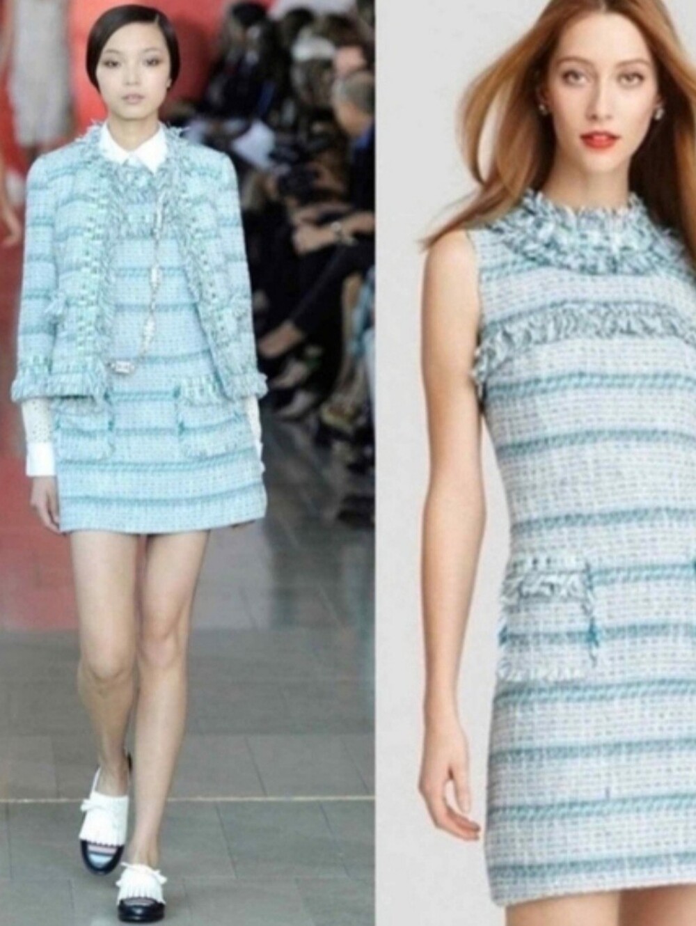 Tory Burch Curtis Tweed Shift Dress Coolsky Storm Green